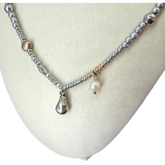 J. Jill Beaded Necklace Pomegranate Pearl Pear Charm Long Silver Gold Tone Boho - Picture 11 of 13
